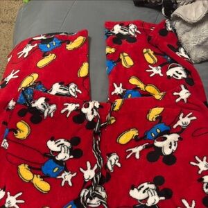 Disney Red Mickey Mouse Fleece Pajama Pants with Yellow and Blue Accents